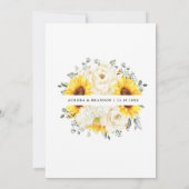 ヒマワリアイボリー牡丹フローラユーカリ結婚ス 招待状 (裏面)