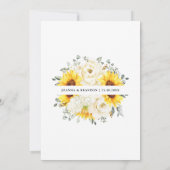 ヒマワリアイボリー牡丹フローラユーカリ結婚ス 招待状 (裏面)