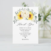 ヒマワリアイボリー牡丹ユーカリブライダルシャワー サンキューカード (スタンド正面)