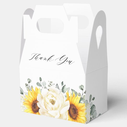 ヒマワリアイボリー牡丹ユーカリブライダルシャワー フェイバーボックス (オープン)