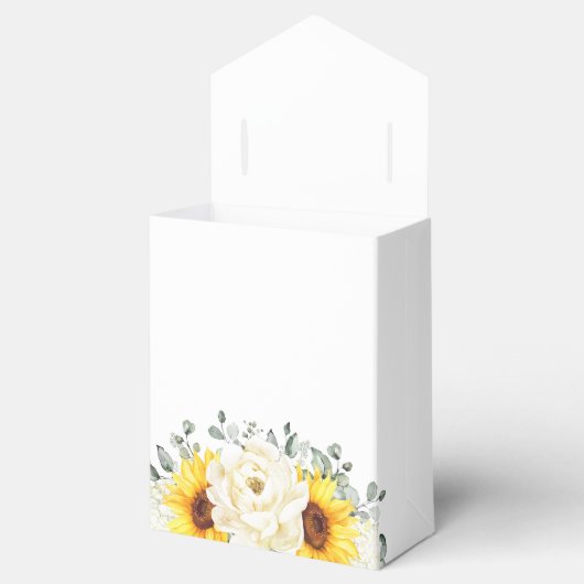 ヒマワリアイボリー牡丹ユーカリブライダルシャワー フェイバーボックス (オープン)