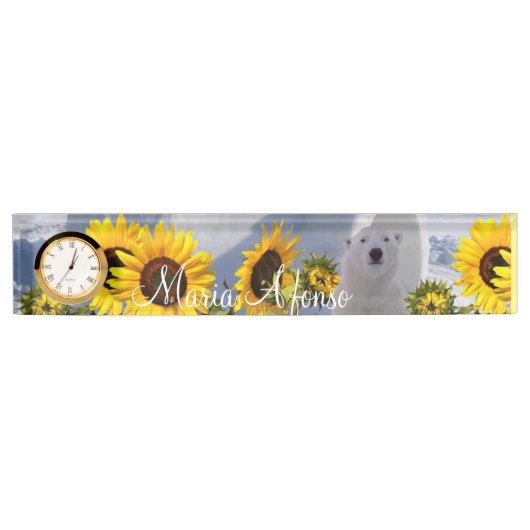 ヒマワリアポーラベア机用ネームプレート デスクネームプレート (正面)