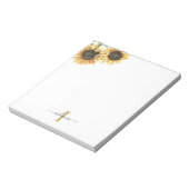 ヒマワリアユーカリフローラモノグラムガーリー名 ノートパッド (回転)