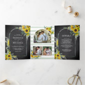 ヒマワリアユーカリプトゥスアーチカルボ結婚ード 三つ折り招待状 (内部)