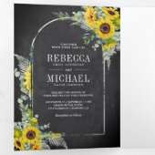 ヒマワリアユーカリプトゥスアーチカルボ結婚ード 三つ折り招待状 (内部最初)