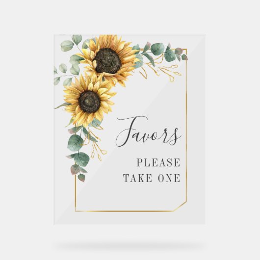 ヒマワリアユーカリ結婚式の引き出物 アクリルサイン (正面)