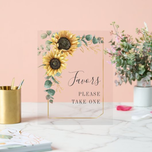 ヒマワリアユーカリ結婚式の引き出物 アクリルサイン (ウェディング)