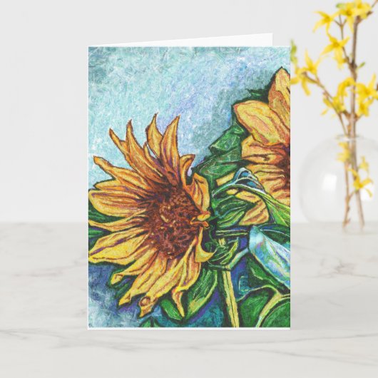 ヒマワリアート折り畳みグリーテ空白のィングカード カード (黄色い花)