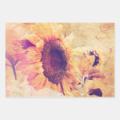 ヒマワリイエローヴィンテージデコパージュカントリーフローラ ラッピングペーパーシート (正面2)