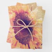 ヒマワリイエローヴィンテージデコパージュカントリーフローラ ラッピングペーパーシート (インサイチュ)