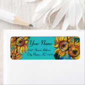 ヒマワリインブルーターコイズ夏パーティー ラベル (インサイチュ)