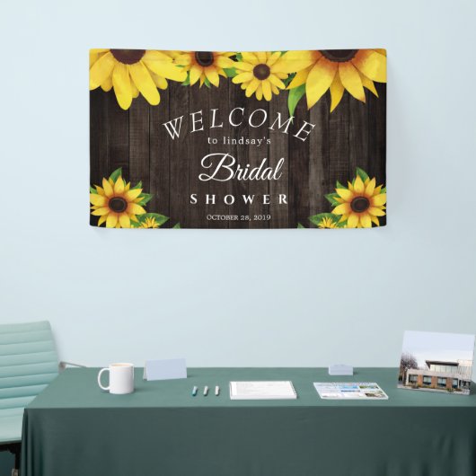 ヒマワリウ素朴ッドストリングライトブライダルシャワー 横断幕 (トレードショー)