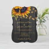 ヒマワリエレガントの素朴な金ゴールド結婚納屋 招待状 (スタンド正面)