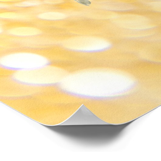 ヒマワリエレガントスパークルブラックバタフライ金ゴールド ポスター (角)