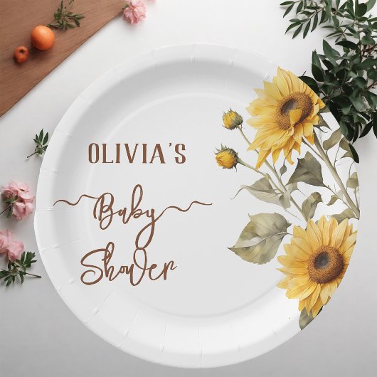 ヒマワリエレガントボホフローラベビーシャワー ペーパープレート