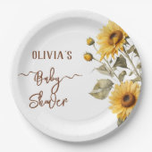 ヒマワリエレガントボホフローラベビーシャワー ペーパープレート (正面)