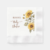 ヒマワリエレガントボホフローラベビーシャワー 縁ありカクテルナプキン (正面)