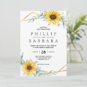 ヒマワリエレガント幾何金ゴールド 招待状 (スタンド正面)