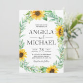 ヒマワリエレガント幾何金ゴールド 招待状 (スタンド正面)