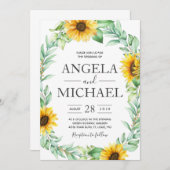 ヒマワリエレガント幾何金ゴールド 招待状 (正面/裏面)