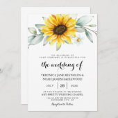 ヒマワリエレガント幾何金ゴールド 招待状 (正面/裏面)