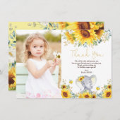 ヒマワリエレファントワイルドワンリトルピーナッツ誕生日 サンキューカード (正面/裏面)