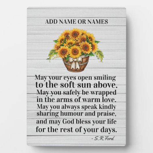 ヒマワリオリジナル詩イーゼルプラーク フォトプラーク (正面)