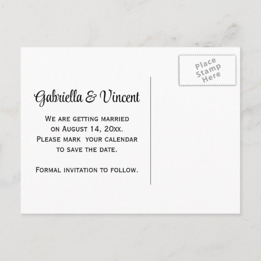 『ヒマワリオンブルーウエディングセーブザデート』 案内ポストカード (裏面)