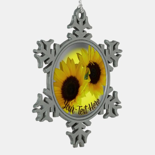 ヒマワリオーナメント個人用ヒマワリギフト スノーフレークピューターオーナメント (左)