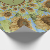ヒマワリカントリーフローライエローグリーンモノグラム ラッピングペーパー (角)