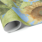 ヒマワリカントリーフローライエローグリーンモノグラム ラッピングペーパー (ロールコーナー)