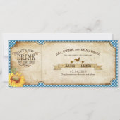 ヒマワリギンガムチェックカントリーピクニ結婚ックズ 招待状 (裏面)