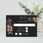 ヒマワリコントラスト結婚ブラック 出欠カード (スタンド正面)