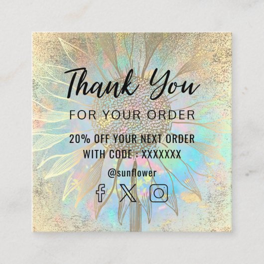 ヒマワリサンキューカード スクエア名刺 (正面)