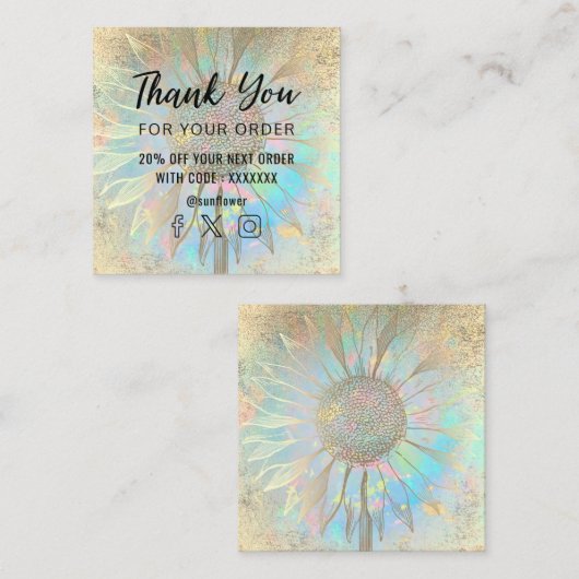 ヒマワリサンキューカード スクエア名刺 (正面/裏面)