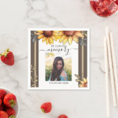 ヒマワリシンプルー写真葬儀記念 スタンダードカクテルナプキン (インサイチュ)