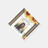 ヒマワリシンプルー写真葬儀記念 スタンダードカクテルナプキン (角)