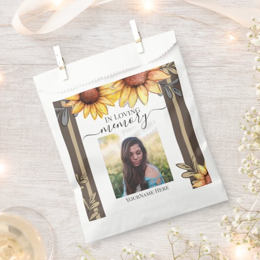 ヒマワリシンプルー写真葬儀記念 フェイバーバッグ (クリップ留めされた状態)