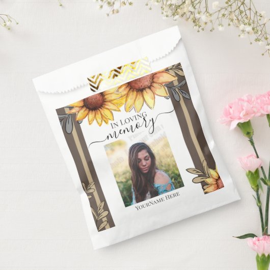 ヒマワリシンプルー写真葬儀記念 フェイバーバッグ (封をした状態)