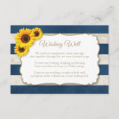 ヒマワリストライプの花が良く望むネイビ素朴ーブルー エンクロージャーカード (正面)