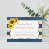 ヒマワリストライプの花が良く望むネイビ素朴ーブルー エンクロージャーカード (スタンド正面)