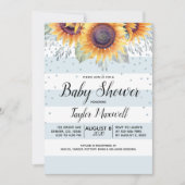 ヒマワリストライプー紙吹雪田舎秋のベビーシャワー 招待状 (正面)