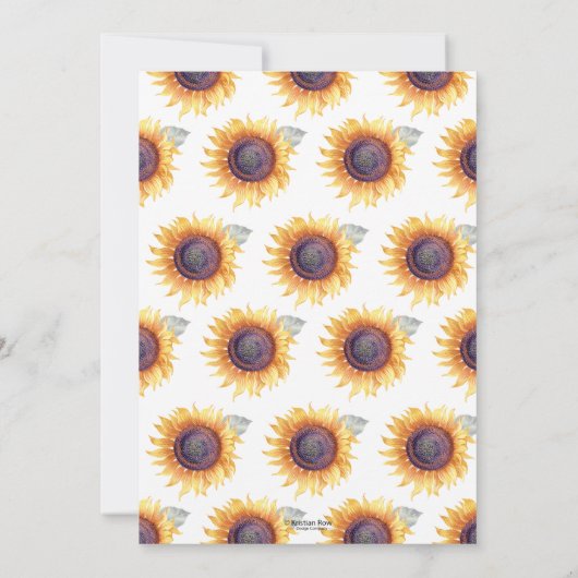 ヒマワリストライプー紙吹雪田舎秋のベビーシャワー 招待状 (裏面)