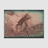 ヒマワリセピアグリーンオールドヴィンテージアンティーク組織 薄葉紙 (正面)