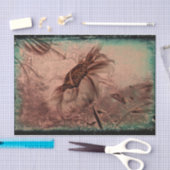 ヒマワリセピアグリーンオールドヴィンテージアンティーク組織 薄葉紙 (クラフト)