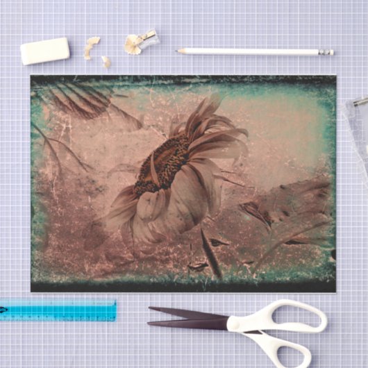 ヒマワリセピアグリーンオールドヴィンテージアンティーク組織 薄葉紙 (クラフト)