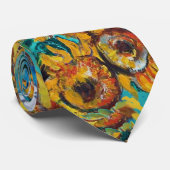 ヒマワリターコイズ青 ネクタイ (ロール)