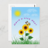 ヒマワリチョウが良い日の葉書を持つ ポストカード (正面/裏面)