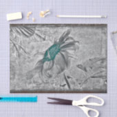 ヒマワリティール（緑がかった色）グレーヴィンテージアンティーク組織 薄葉紙 (クラフト)