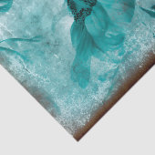 ヒマワリティール(緑がかった色)ブルーヴィンテージアンティーク組織 薄葉紙 (詳細)